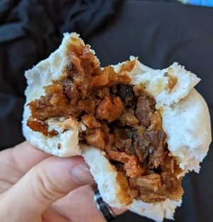 'Big Buns' mixed meat Bao buns at Vincent Vegetarian Food in Footscray