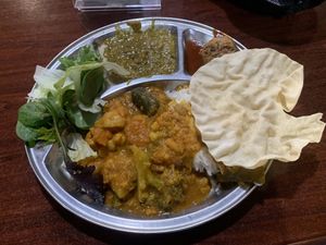 Tonight’s vegan combo. Some things were a bit stale, probably because I came pretty late. Still ok though    at Govinda's Restaurant in Northbridge