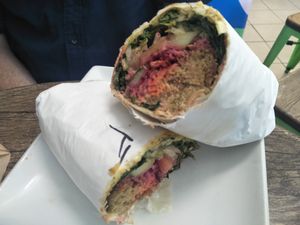 Falafel wrap at Manna Wholefoods Cafe in South Fremantle