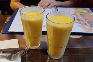 Mango lassi at Bio Bistro Spicy Spices in Salzburg