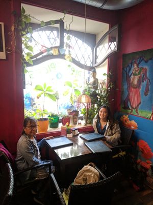 Beautiful window seating area at Bio Bistro Spicy Spices in Salzburg