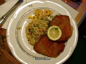 The famous 'Wiener Schnitzel' - vegan version! at Bio Bar von Antun in Vienna