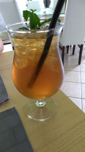 Mango ice tea at Vegetasia in Vienna