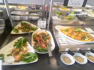 Sauces and tofu dishes at Vegetasia in Vienna