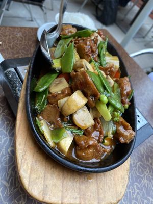 47. Crispy Chicken with veggies and basil at Xu's Cooking in Vienna