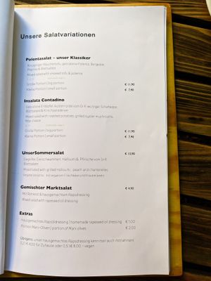 Salad page of menu at Hollerei at Hollerei in Vienna