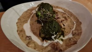 Eierschwammerlsauce mit Basilikumknödel at Hollerei in Vienna