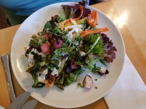 My friend's Quiche (vegetarian but not vegan), came with gorgeous side salad at Hollerei in Vienna