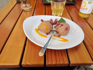 Chocolate mousse with cardamom - vegan 
Came presented like this which i found funny at Hollerei in Vienna