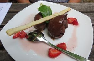 The chocolate 'mousse' dessert was really not a mousse but a thick paste. Very heavy stuff.  at Hollerei in Vienna