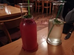 Pomegranate and cucumber lemonades at Hollerei in Vienna