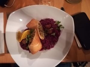 Seitan roulade with apple cabbage at Hollerei in Vienna