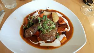 Kürbis Gulasch mit Semmel Knödel vegan at Hollerei in Vienna