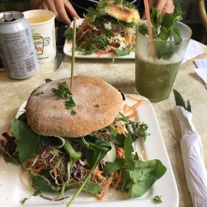 falafel burger! at Lombardia Cafe in Antwerpen