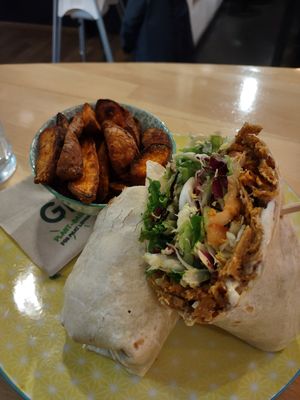 Sweet potato wedges with Greenway kebab wrap at Greenway in Ghent