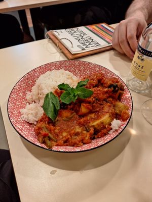 Vegan tajine with rice (couscous was sold out) at Greenway in Ghent