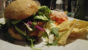 Vegan burger  at Radost FX Cafe in Prague