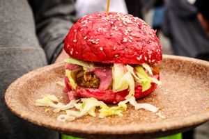 Radost FX on Planet Fest - Chickpea and soy burger at Radost FX Cafe in Prague