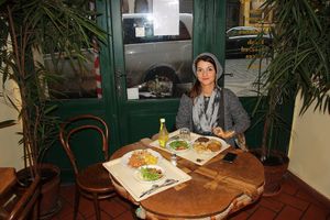 hungry after walking through beautiful prague all day :) at Country Life in Prague