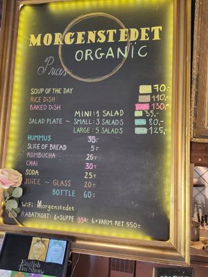 Menu at Morgenstedet in Copenhagen