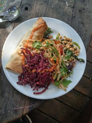 Burrito and salads at Morgenstedet in Copenhagen