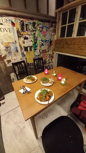 Outdoor-ish seating at Morgenstedet in Copenhagen