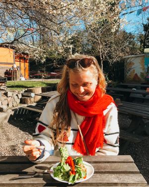 Out in their garden  at Morgenstedet in Copenhagen