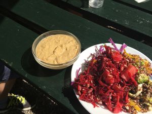 3 salads and hummus at Morgenstedet in Copenhagen