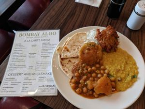 Menu + buffet selection at Bombay Aloo in Brighton