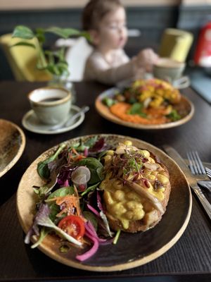 Lemon butter beans on sourdough toast   at Food For Friends in Brighton