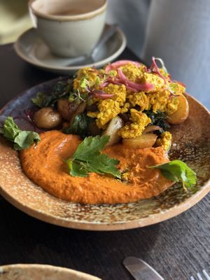 Romanesco Hash with Scrambled Tofu  at Food For Friends in Brighton
