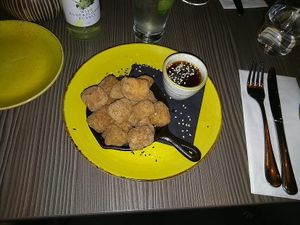 Crispy tofu starter with chilli sauce at Food For Friends in Brighton