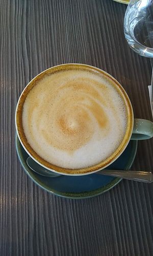 oat latte at Food For Friends in Brighton