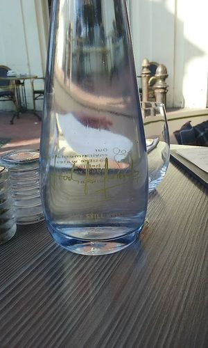 water bottle at Food For Friends in Brighton