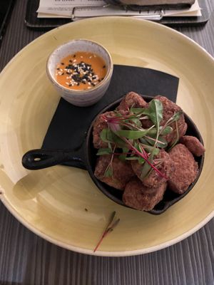 Mirin Marinated Crispy Tofu - starter at Food For Friends in Brighton