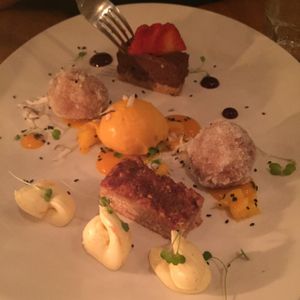 shared plate desert  at Food For Friends in Brighton