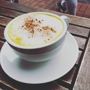 Golden turmeric latte at Infinity Foods Kitchen in Brighton