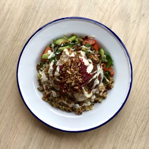 Mezze bowl at Infinity Foods Kitchen in Brighton