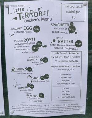 Even a vegan/veg kids menu!  at Terre a Terre in Brighton