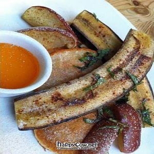 Vegan pancakes with banana, apple & golden syrup. at Wai Kika Moo Kau in Brighton