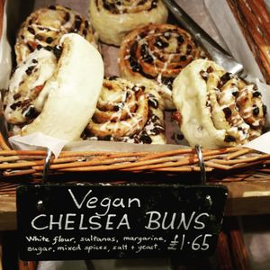 vegan chelsea buns, Infinity Foods, Brighton at Infinity Foods in Brighton