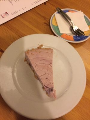 cherry cheesecake (vegan) at Rainbow Vegetarian Cafe in Cambridge