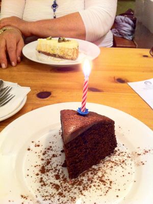 Vegan Chocolate Marmite Cake-
From the specials board.
 at Rainbow Vegetarian Cafe in Cambridge