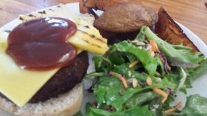 Smoky bbq burger (vegan option) at The Warehouse Cafe in Birmingham