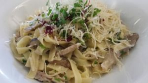 Tagliatelle with mushrooms and vegan cream at The Warehouse Cafe in Birmingham