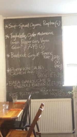 Specials board at The Warehouse Cafe in Birmingham