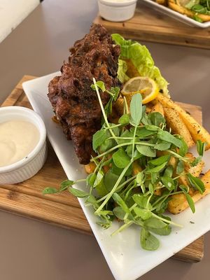 banana blossom fish and chips   at The Warehouse Cafe in Birmingham