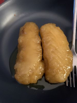 Banana fritters  at Veggie World in Milton Keynes