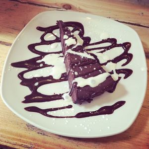 Decadent chocolate torte - vegan melt in your mouth deliciousness! at Alley Cafe Bar in Nottingham