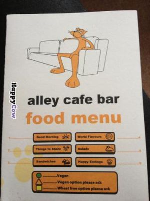 Menu at Alley Cafe Bar in Nottingham